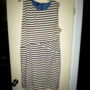 Talbots sleeveless navy/ white striped dress XL